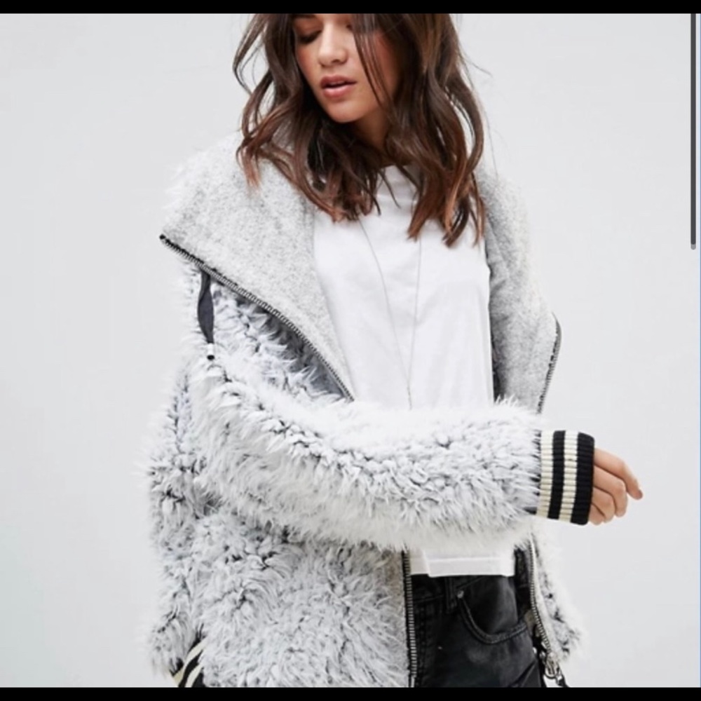 Free people fluffy dolman jacket in white